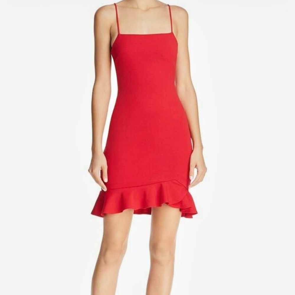 Sunset & Spring Ruffle-Hem Body-Con Dress